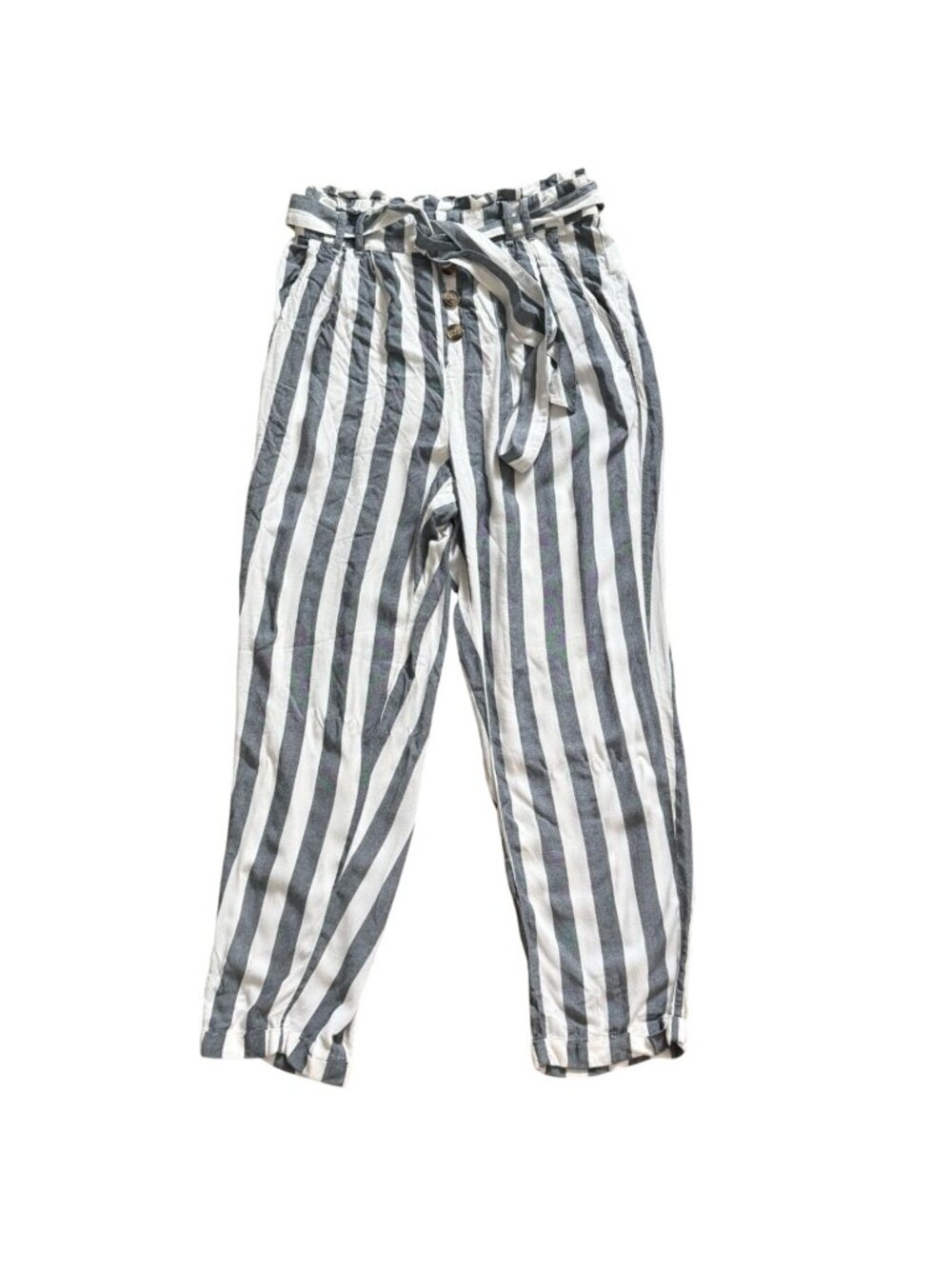 American Eagle Striped Paperback Trousers-Lightweight-Gray/White-M